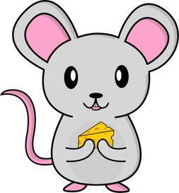 Cute Rat Mouse with Cheese in Hand